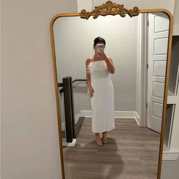 Elliatt White Midi Dress with Feather Detail - Picture 2 of 5